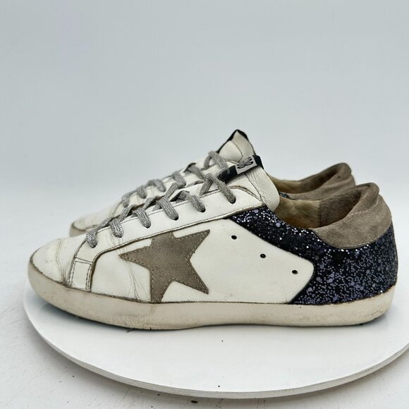 Golden Goose GGDB Vigna Women Size EU 38 US 8 White Black Glitter Grey Shoes - Picture 1 of 11